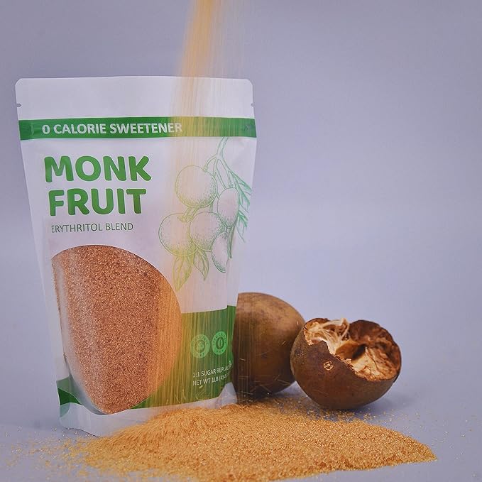 Monk Fruit Sweetener Granules Fruit Sweetener 1LB Monkfruit Extract Sweetner Erythritol Blend 1:1 Sugar Replacement 0 Calorie Sugar Substitute for Baking, Coffee and Cooking