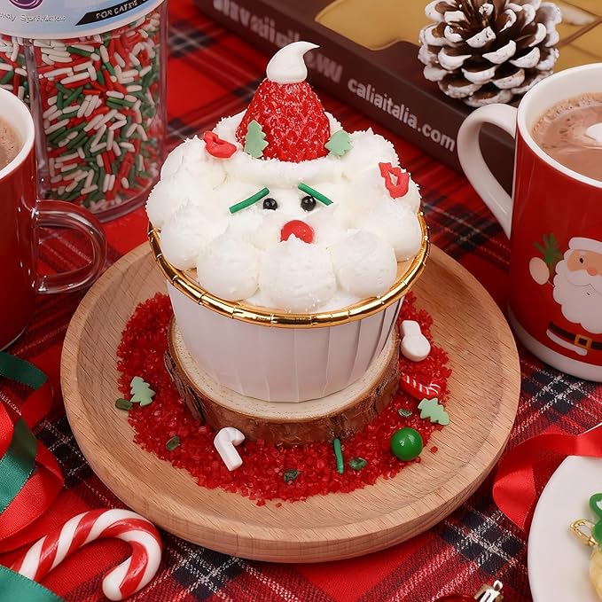 Christmas Sprinkles for Cookies Holiday Assortment 8 oz, White Red and Green Sprinkles Edible Jimmies, Nonpareils and Sanding Sugar Pearls for Decorating Christmas Cookies, Baking, Cupcakes, Cakes, Desserts
