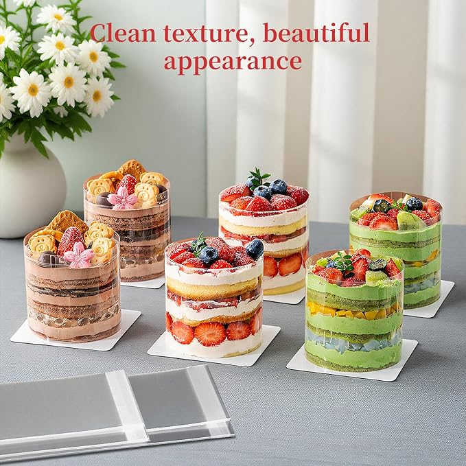 Cake Collar, Transparent Cake Rolls, Clear Cake Strips, DIY Acetate Sheet, Surrounding Edge for Baking Decorate, Chocolate Mousse Cake Elegant Cake Wrapping 100pcs 3.2"x 10.2"