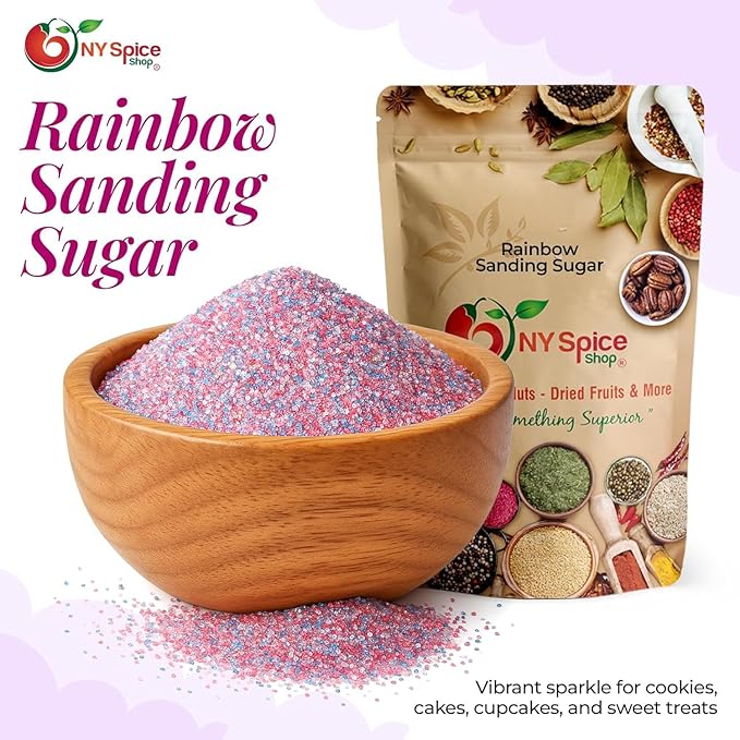 NY Spice Shop Rainbow Sanding Sugar - 4 Ounce Sweet Colorful Edible Sprinkles For Candy Dish - Sugar Sprinkles For Cake Decorating Cookies Basket & Dishes