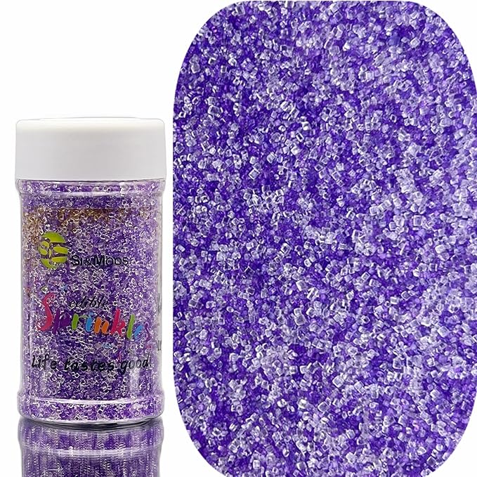SE Si&Moos Purple and White Sanding Sugar Crystals for Cake Decorating Purple and White Sprinkles Colored Sugar Rimmer, Perfect for Cookie, Cake, Cupcake and Cocktail, Wedding Party Christmas Supplies 3.5 OZ