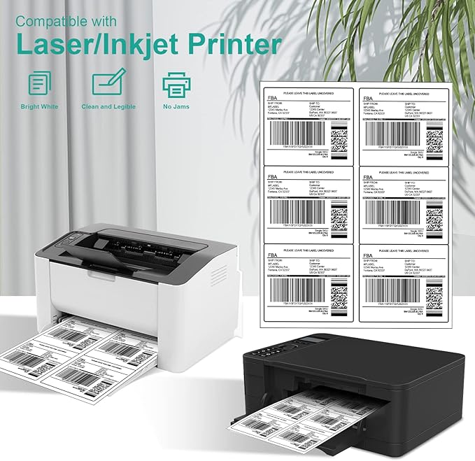 MFLABEL 3-1/3" x 4" FBA Shipping Labels - 6-UP on 8.5x11 Sheet, 25 Sheets (150 Labels) | Easy Peel & Pop-Out Design for Laser & Inkjet Printers | Address Labels for Amazon FBA, UPS, FedEx