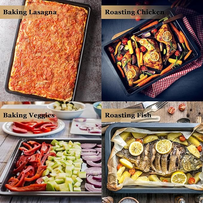 6 Pack Quarter Baking Sheets Big 9x13 Baking Pans Set NonStick Cookie Sheets for Baking Dish 1/4 Sheet Pan for Cooking Sheets for Oven Tray Rectangle Cake Pan Metal Non Stick Brownie Bakeware