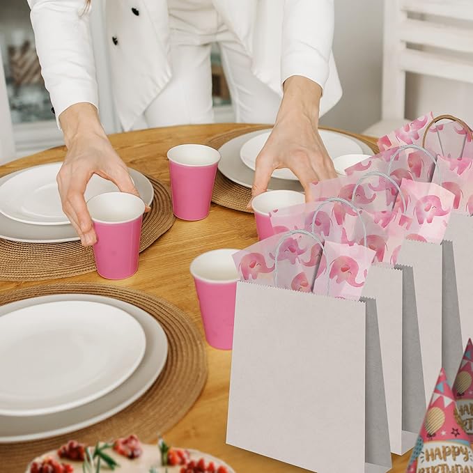 Pink Elephant Printed Tissue Paper for Gift Bags or Boxes and Wrapping - Baby Shower Bulk Decorative Art Tissue Paper for Packaging and Gifting | 24 Sheets 20" x 30"