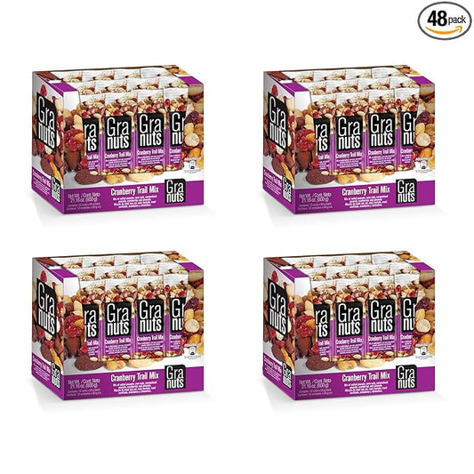 Granuts Cranberry Trail Mix | Caramelized Peanuts | Crunchy Corn Nuts + Almonds | Soft Cranberries | Salty + Sweet Flavors | On-the-Go Snack | 4 Packs of 1.76 Oz (48 Inner Packs)