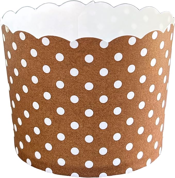Paper Baking Cups (Polka Dots), Greaseproof Disposable Cupcake Liners (Chocolate Brown, Large Cups (50-Pack))