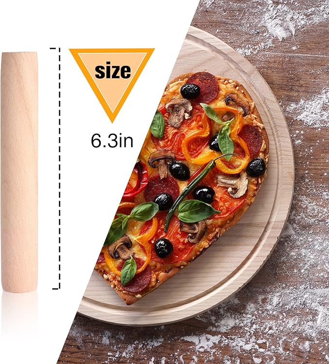 Patelai 30 Pieces Small Wooden Rolling Pin, Dumpling Dough Roller Wooden Mini Rolling Pins Kitchen Utensil Tool for Fondant, Pasta, Bread, Pastry, Cookies, Pizza, Pie, Cylinder Style, 6.3 Inch