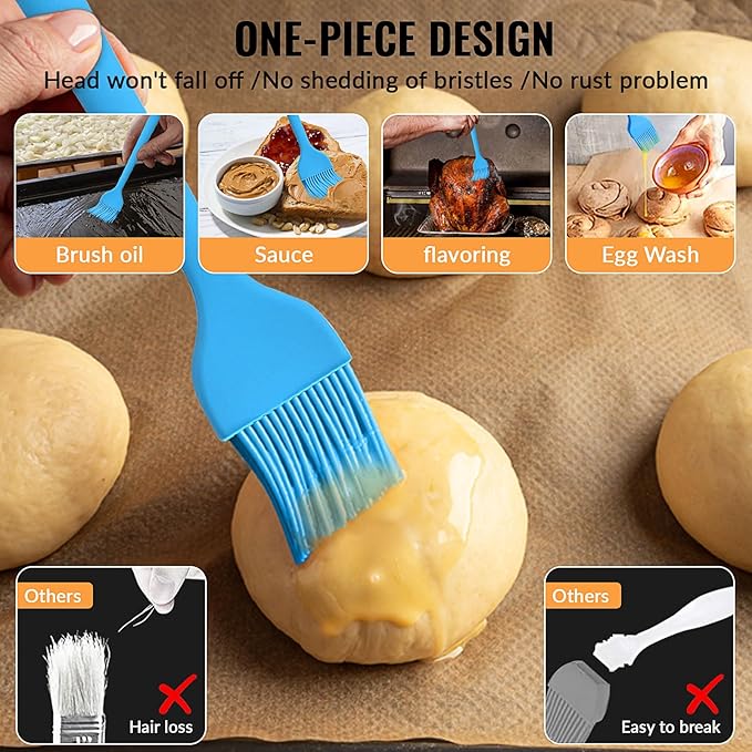 8 pieces basting brush for grilling,pastry brush,bbq basting brush,basting brush,rubber brush for cooking,basting brush for cooking,silicone bbq brush,barbecue sauce brush (blue)