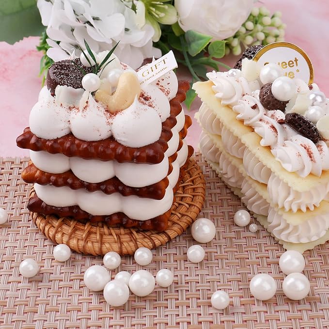 White Pearl Sprinkles for Cake Decorating, 4 Sizes Sugar 130g/4.6oz, Cupcake, Ice Cream, Donuts, Macaron Toppings Supplies (2mm, 4mm, 7mm, 1cm)