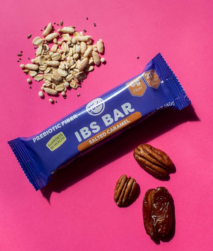 Fody Foods IBS Snack Bars, Salted Caramel, 1.41 Oz (Pack of 12), 6g Prebiotic Fiber, Low FODMAP, Gut & IBS Friendly, Lactose Free, Non-GMO, Gluten Free