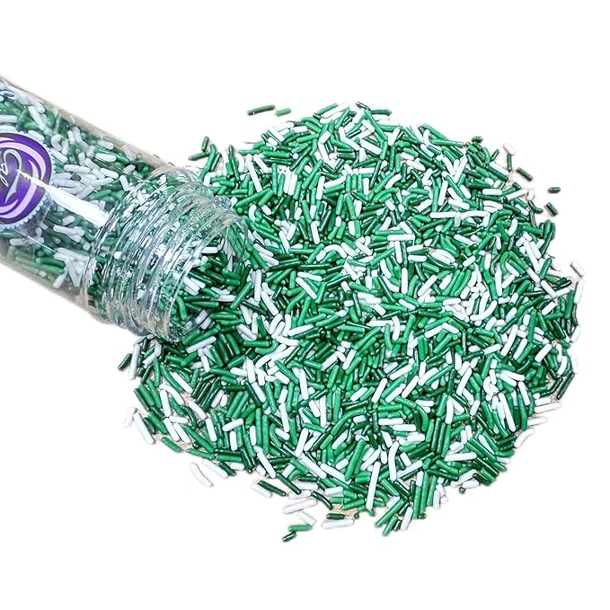 Sentovac Edible Green and White Mixing Jimmies Sprinkles for Cake Decorating Baking | Cupcake Toppers Cake Decorations| Celebrations Wedding Shower Party Chirstmas Supplies 78g/2.75oz