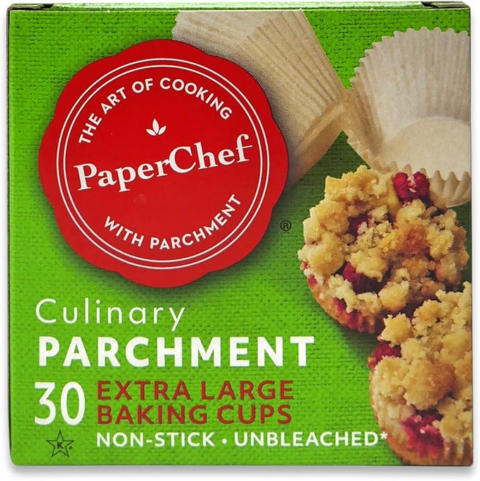 PaperChef - X-Large Parchment Baking Cups - Easy Release, Non-Stick Paper, Unbleached, Compostable - Perfect For Cupcakes and Muffins - 30 count