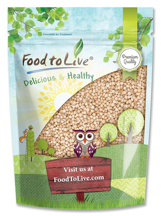 Food to Live Italian White Whole Grain Sorghum, 1 Pound – Premium White Groats. Raw Milo Seeds. Vegan, Bulk Broom-corn. Durra is Great for Making Flour and Popped Jowar Dhani