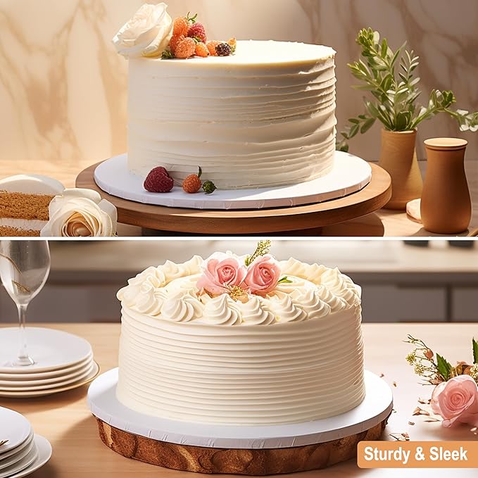 BOARDS+ Cake Drums 8, 10 & 12 Inch (3 Sizes, 12 Pack Total) | 1/2" Thick Cake Rounds + Prop Up Tool Included | 0.5" Sturdy Circles, Seamless & Greaseproof For Presenting Heavy/ Tiered Cakes