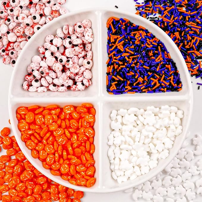 Halloween Sprinkles for Cake Decorating, Edible Candy Eyeballs, Pumpkin Sugar Sprinkles Mix, 160g/5.64oz, Perfect for Cake Decoration, Cupcake Decorations Cookies Toppings