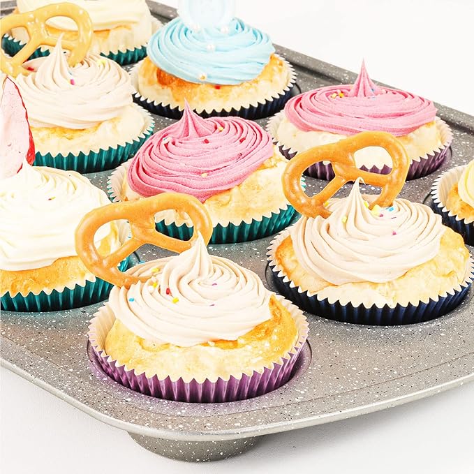 Caperci Navy Blue Foil Cupcake Liners Muffin Paper Standard Size Baking Cups, 150-Pack