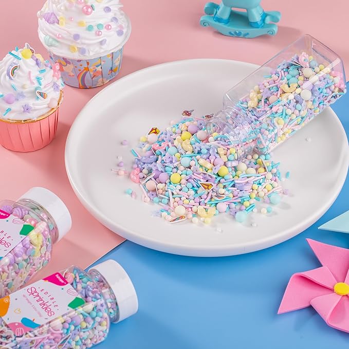 Unicorn Sprinkles Mix | Pink Blue Purple Rainbow | Sprinkles for Cake Decorating | Cupcake Toppers | Ice Cream | Cookie | Fancy Candy | 3.52oz