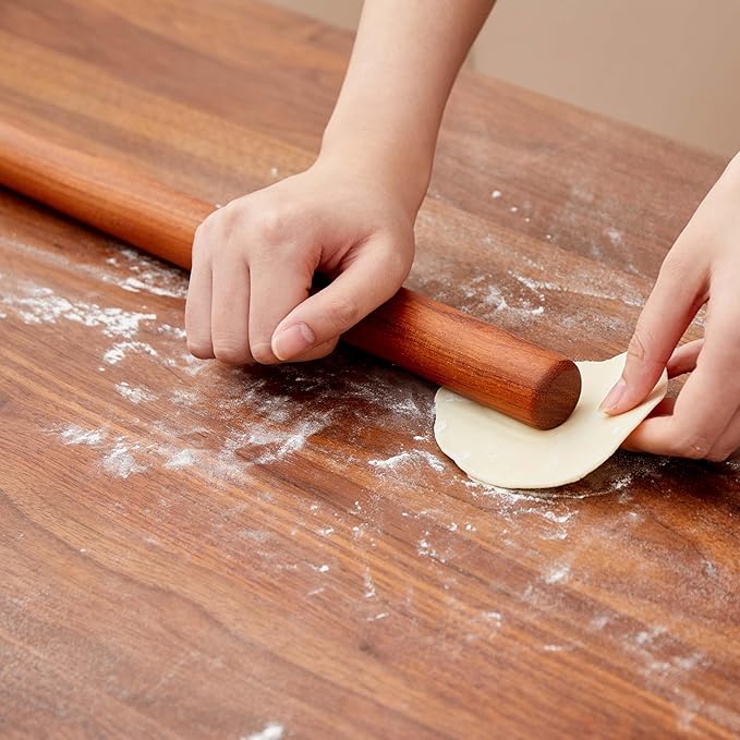 Wood Rolling Pins for Baking- Fulimax 16" Classic Wooden Rolling Pin for Dough, Rodillo Para Masa for Fondant Pizza Pie Crust Cookie Pastry Pasta, Baking Essentials, Rosewood
