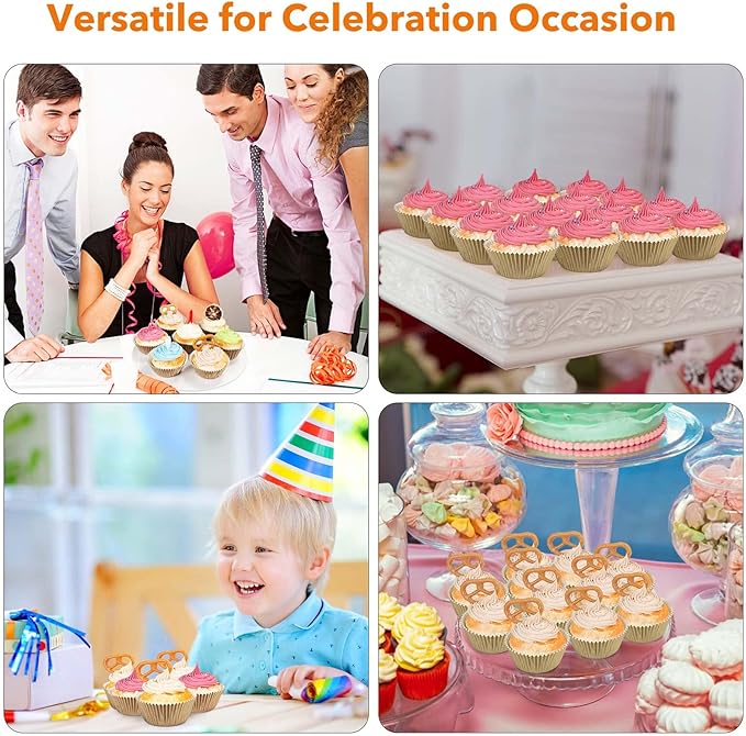 Gifbera Natural Metallic Foil Cupcake Liners - Standard Size Baking Cups Muffin Liners Paper for Celebration, 200-Count
