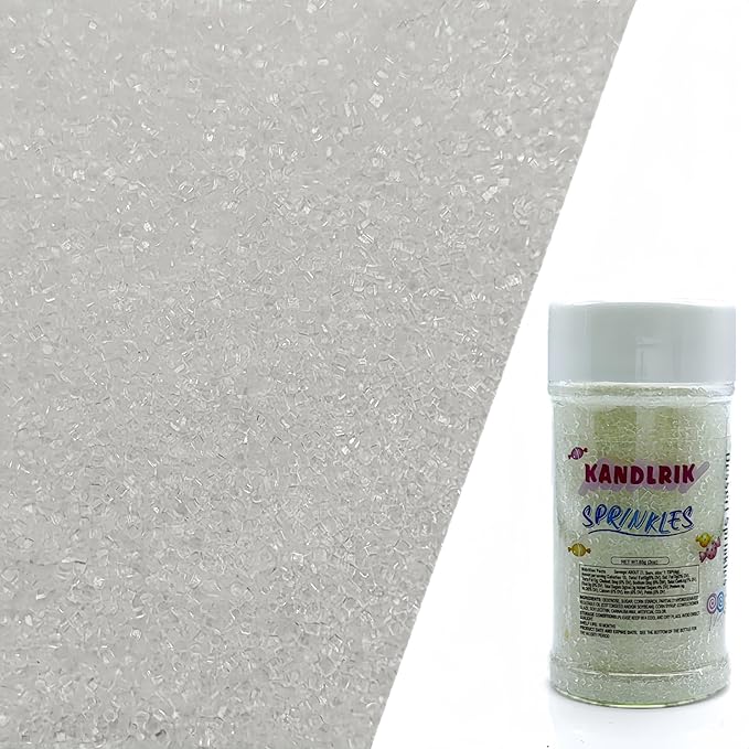 Edible Sanding Sugar Sprinkles for Cookie Decorating, Sugar Sprinkle Mix For Celebration Cakes, Cupcakes, Cookies, 3OZ (White)
