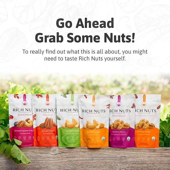 Rich Nuts Cinnamon Walnut Crunch Gourmet Sprouted Walnuts | Vegan, Organic, Paleo, Keto | Cinnamon, Maple Syrup, Maca & Sea Salt | Non-Roasted, Dehyrdated, Germinated, Raw & Whole | 4 Oz Bag (2 Pack)