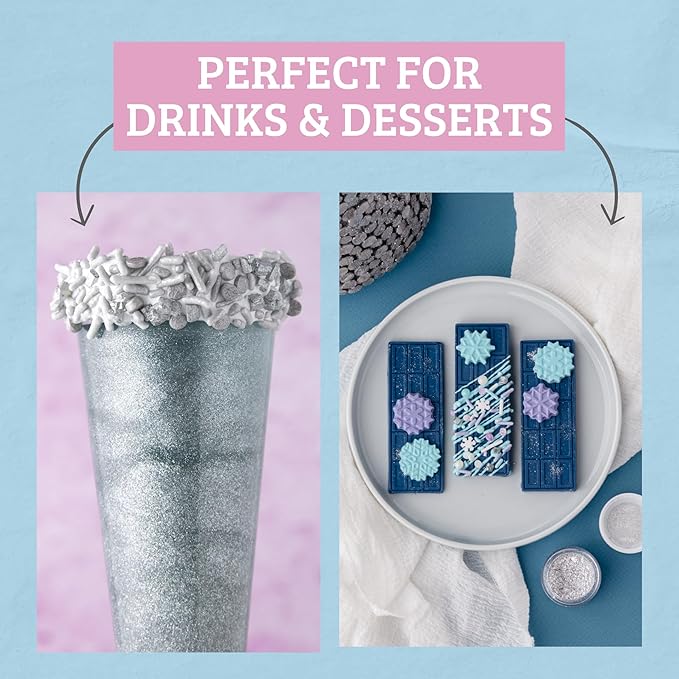 Sweets Indeed, Edible Glitter, Perfect for Drinks, Cocktails, Beverages & Cake Decorating, Dessert Cake Topper, Gift, 4 grams (Silver Edible Glitter)