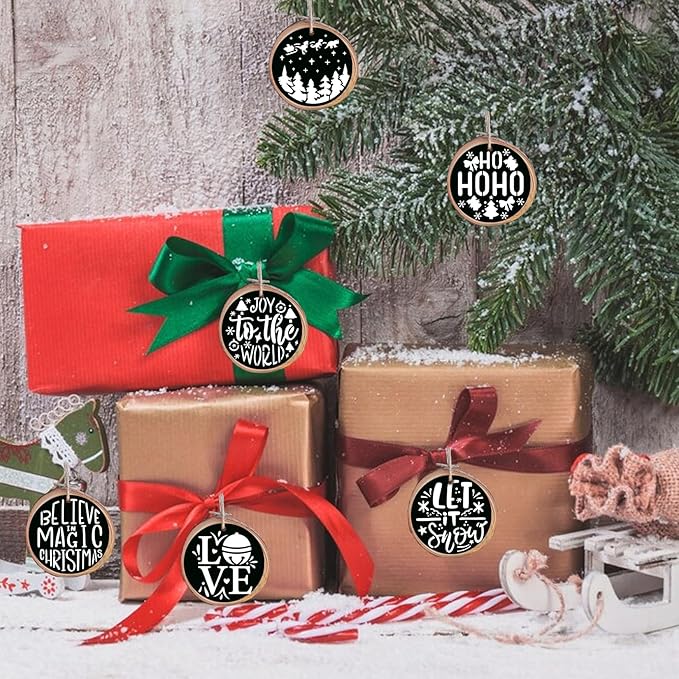 60pcs Christmas Stencils for Painting on Wood 3 Inch Small Nativity Ornament Reusable Holiday Xmas Drawing Stencil Templates for Wood DIY Crafts Card Paper Gift Home (Christmas Word)