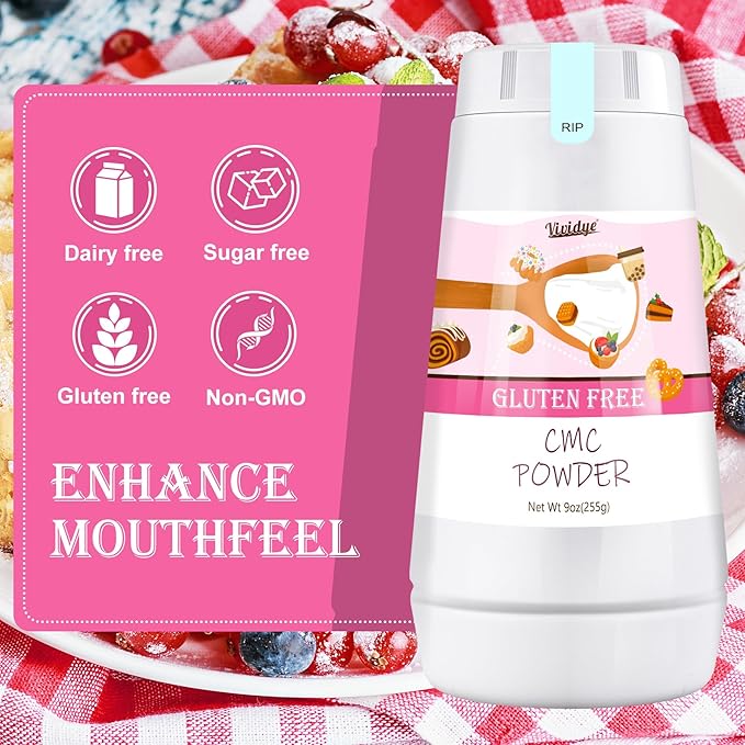 9oz CMC Powder, 100% Pure Food Grade CMC Powder, Tylose Powder for Fondant, Ice Cream, Cake, Yogurt, Candy & Gum Paste, Premium Carboxymethylcellulose Food Thickener and Moisture Retainer