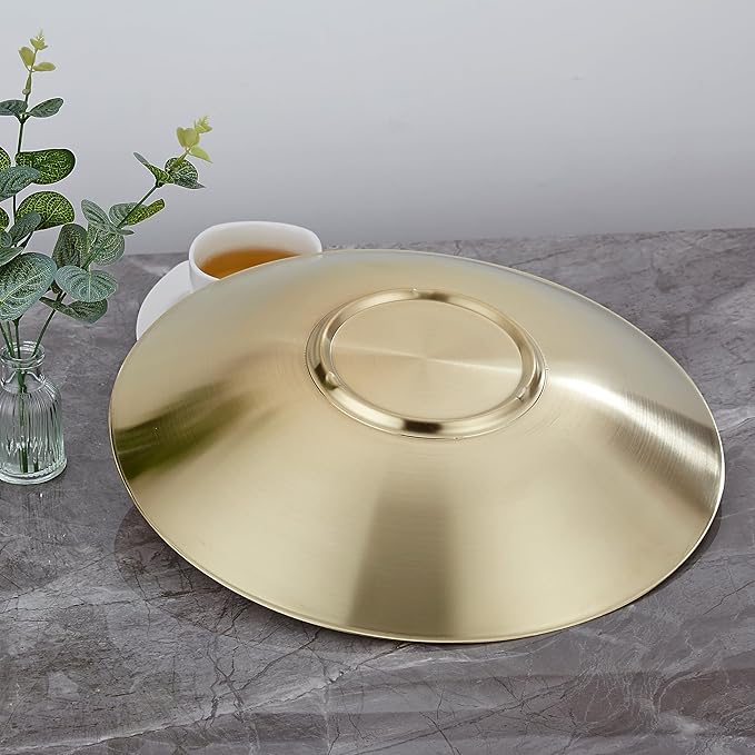 SANQIAHOME 18/8 Staniless Steel Large Serving Bowls,35cm/13.8 in,mixing-bowls pasta-bowls salad-bowls Gold