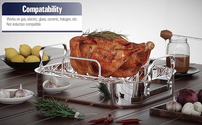Cooks Standard 14-Inch by 12-Inch Stainless Steel Roaster with Rack, Rectangular