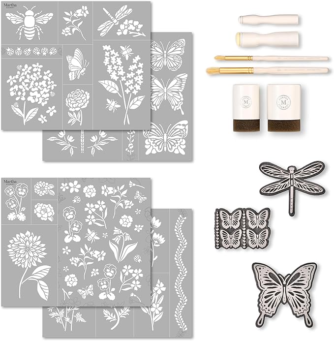 Martha Stewart, Flora and Fauna Stencils, Stamps, and Tools Kit, 13 pc
