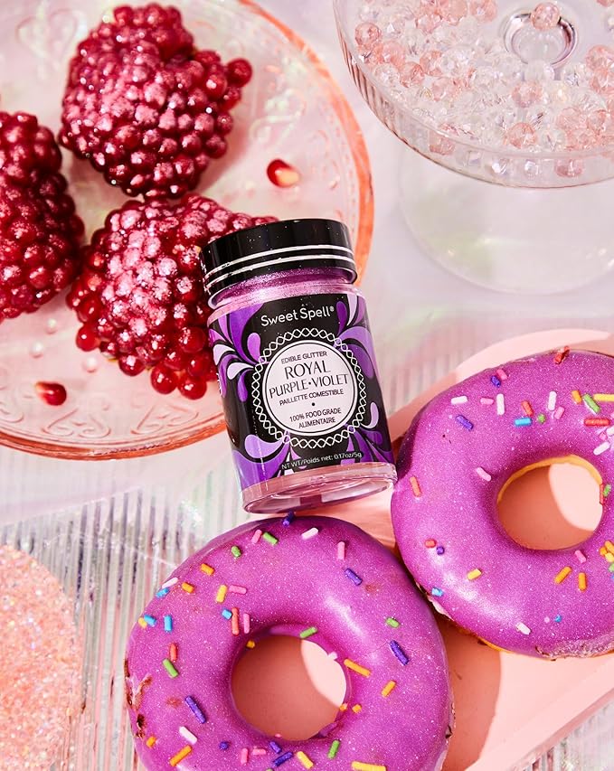 Sweet Spell Edible Glitter (15g) - Shimmer Sparkles for Drinks, Cakes, Cocktails - 100% Edible & Food Grade Glitter, Vegan, Gluten-Free (Purple)