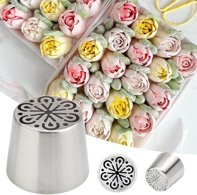 Extra Large Russian Piping Tips for Marshmallows Stainless Steel Flower Frosting Nozzles many styles Cake Decorating Baking tool for Buttercream, Cupcakes Cookies(SL61)