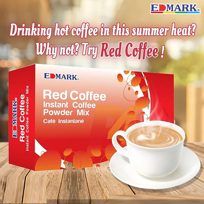 EDMARK Sugar Free Red Yeast Coffees - Organic Coffee Blend With Rose Petal Extract - Red Coffee Pods Cups Coffee's Lover Gifts - 15g × 20 Sachets