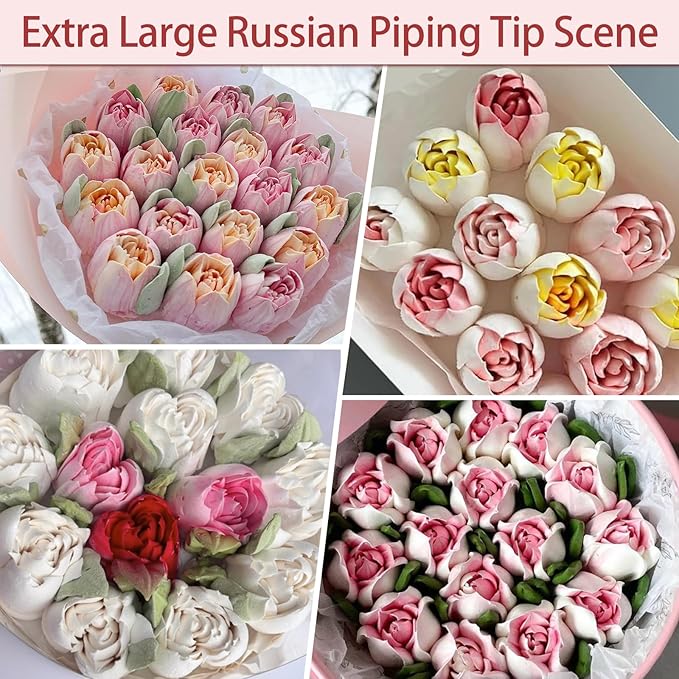 Extra Large Russian Piping Tips for Marshmallows Stainless Steel Flower Frosting Nozzles many styles Cake Decorating Baking tool for Buttercream, Cupcakes Cookies(SL41)
