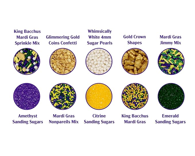Mystic Sprinkles Mardi Gras Sprinkle Mixes (Mardi Gras Sprinkle Decorating Kit 6.9oz)