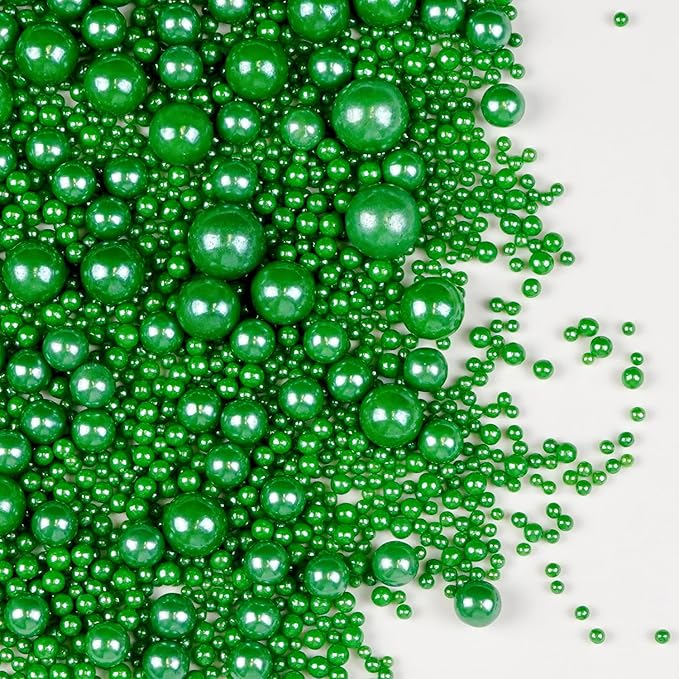 Deep Green Pearl Sugar Christmas Sprinkles, Edible Candy Pearls, 150g/5.29oz, Green Sprinkles for Cake Decorating, Baking Cake Decorations, Cupcakes, Foodgrade Toppers, Wedding Party Supplies
