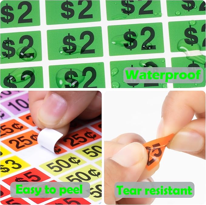 Garage Sale Stickers,1/2" X 3/4" Yard Sales Price Stickers,2025 Pcs Rectangle Preprinted Price Labels for Flea Markets,Retail Use