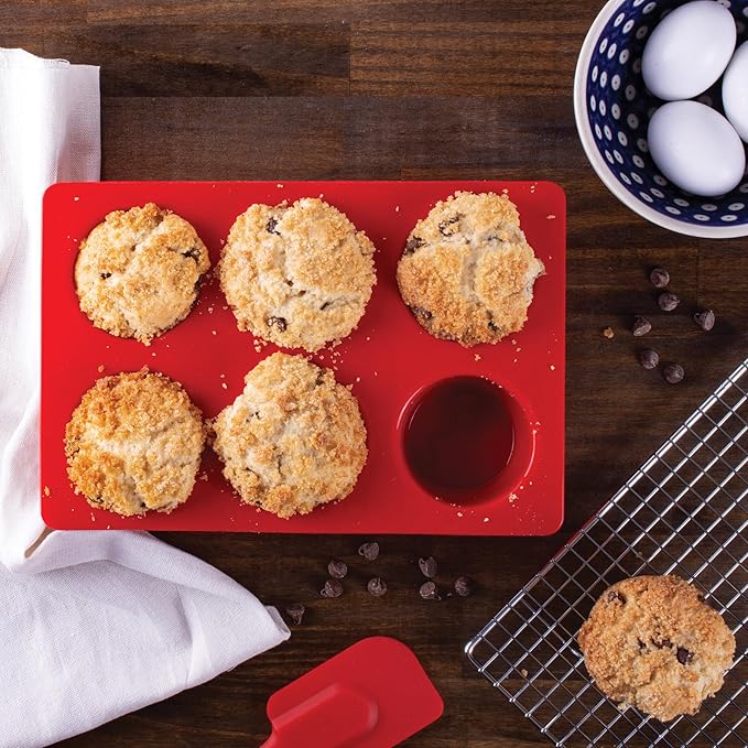 Mrs. Anderson's Baking Silicone 6-Cup Jumbo Muffin Pan, Non-Stick European-Grade Silicone