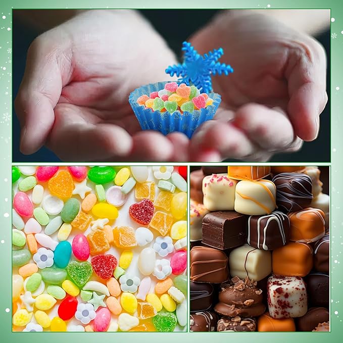 AUGSUN 800pcs Christmas Cupcake Liners Paper Candy Cups Santa Claus Snowman Snowflake Mini Muffin Liners for Xmas Holiday Party Cake Candy Truffles Chocolate Making Supplies（8 Designs）