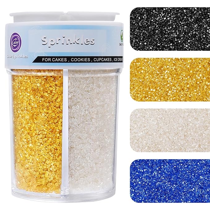 Sprinkles for Cake Decorating, Edible Sanding Sugar Crystals Sparkling Coarse Sugar 8Oz 4 Colors for Ice Cream Cupcakes Brownie Cookie Baking Topping
