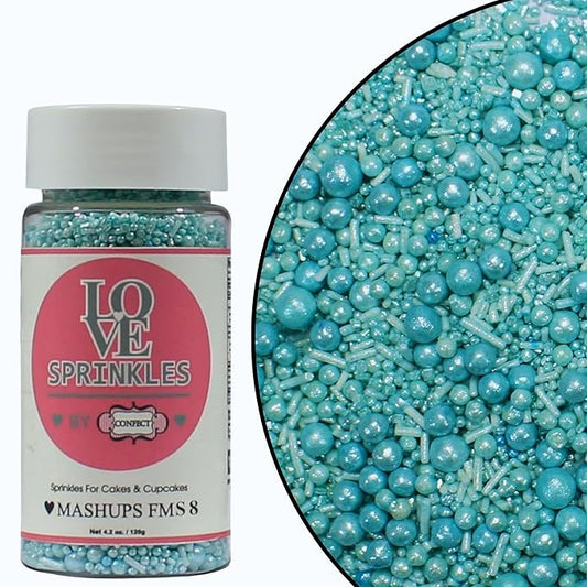 Confect Baby Blue Sprinkles for Christmas Cake & Cupcake Decoration – Edible Pearl Sprinkles & Jimmies for Holiday Desserts- Vegan, Gluten-Free, Nut-Free, Soy-Free, Dairy-Free, Palm Oil-Free - 4.2 Oz