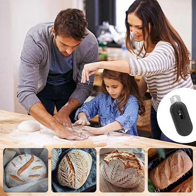 UFO Bread Lame Cutter for Homemade Sourdough - Professional Dough Scoring Tool with 5 Razor Blades, Sourdough Scorer Kit for Artisan Bread Baking,Including User Manual (Ripple Black)