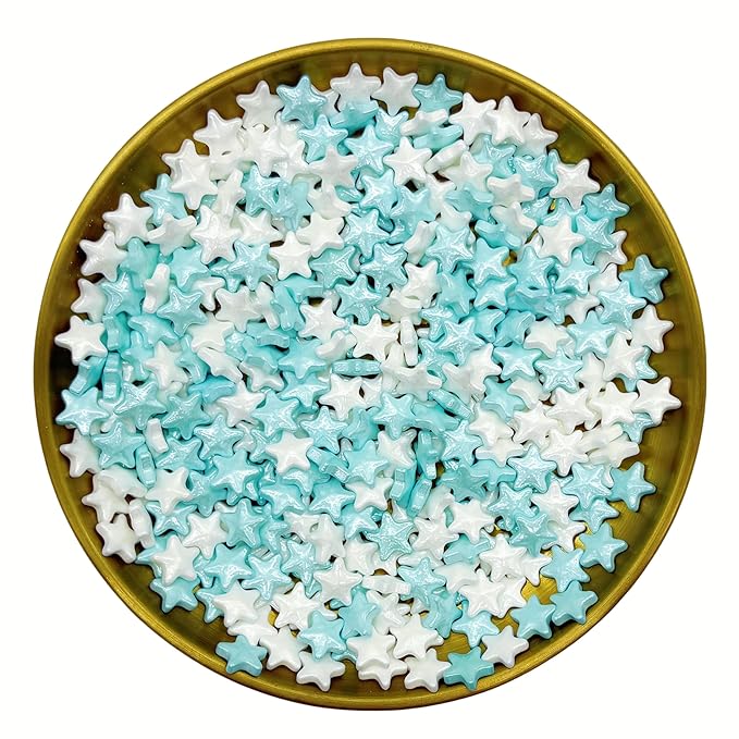 Dynastang Blue & White Stars Sprinkles Edible Stars Cake Decorating Stars Cake Decorations Cupcake Toppers Cookie Decorating Perfect for Cakes, Cupcakes, Desserts Toppings 3OZ