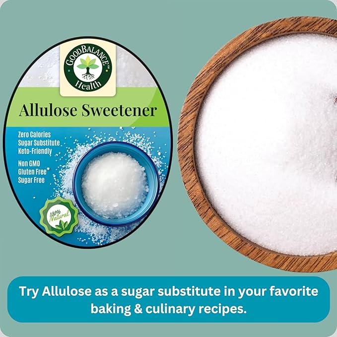 Good Balance Health – Premium 100% Pure Allulose Natural Sweetener | Zero Calories • Low-Glycemic • 1:1 Sugar Substitute for Baking, Coffee & Keto • 2lb Resealable Bag