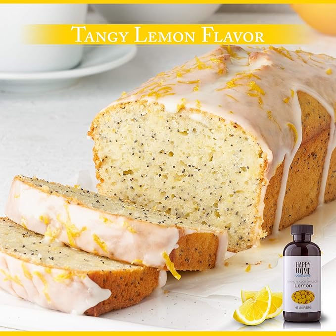 Happy Home Flavoring Natural Lemon Baking Flavor Emulsion - Certified Kosher, 4 oz.
