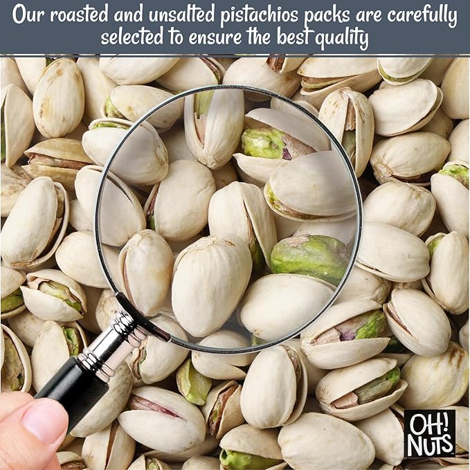 Oh! Nuts Pistachios – Roasted Unsalted, 2 LB Bag – Sodium-Free, All-Natural California Pistachios – Vegan, Gluten-Free, Heart-Healthy Snack