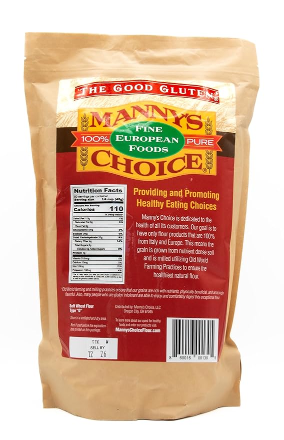 Manny's Choice Natural All Purpose Unbleached Italian Artisan Wheat Flour Type 0 for Baking 5 lb Plus Caputo Italian Yeast | Bread Flour | Cake Flour | Pizza Flour | Pasta Flour | Pastry Flour