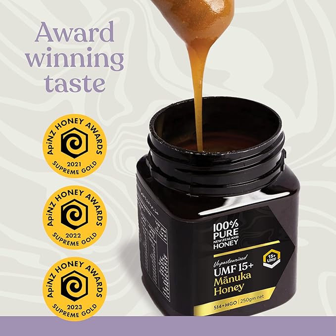 Manuka Honey UMF 15+ (MGO 512+) 100% Pure New Zealand - Certified, Raw 8.8 Ounce (250g) (Pack of 1)