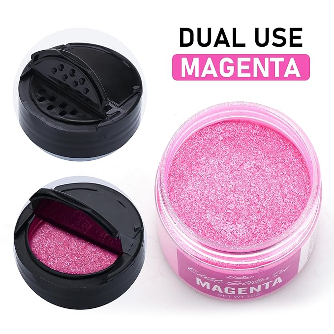 Edible Glitter - 30g Edible Luster Dust Metallic Food Grade Coloring Glitter for Drinks, Baking, Cake Decorating - Edible Dust Powder Shimmer Sprinkle Powder for Icing, Cocktail, Candy (Magenta)